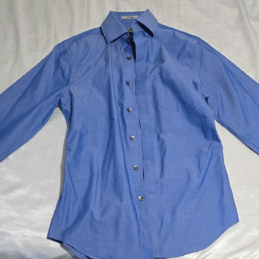 Express Men's Casual Blue Button Down Shirt